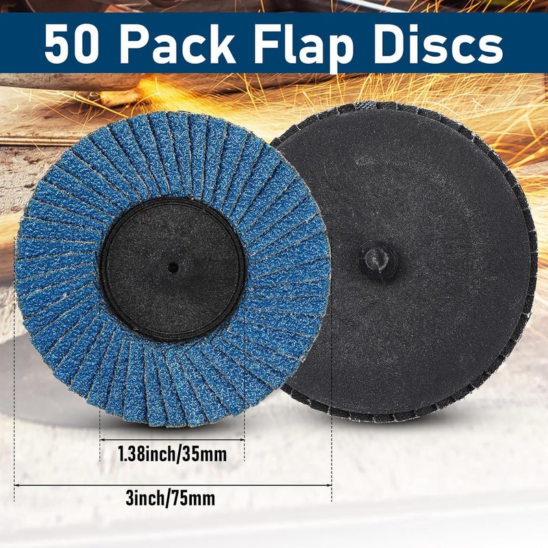 CraftyDream 50 Pcs 3 Inch Flap Discs 60 Grit T27 Flap Sanding Disc High Density Zirconia Grinding Wheels Roll Lock Sanding Disc for Metal Wood Stainless Steel Finishing and Angle Grinder Rust Removal - Image 2